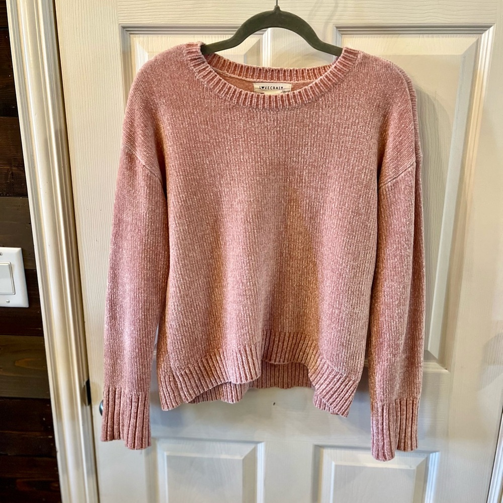 3/$20 SALE! Lovecrazy Brand Pink Chenille Sweater, Size Large